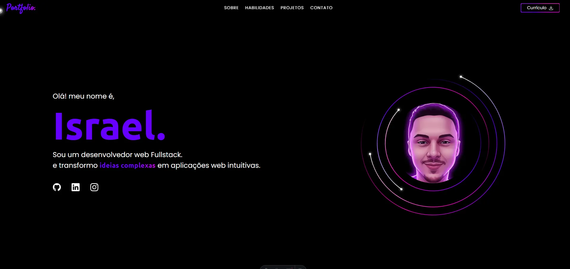 Screenshot do projeto Meu Portfólio Pessoal