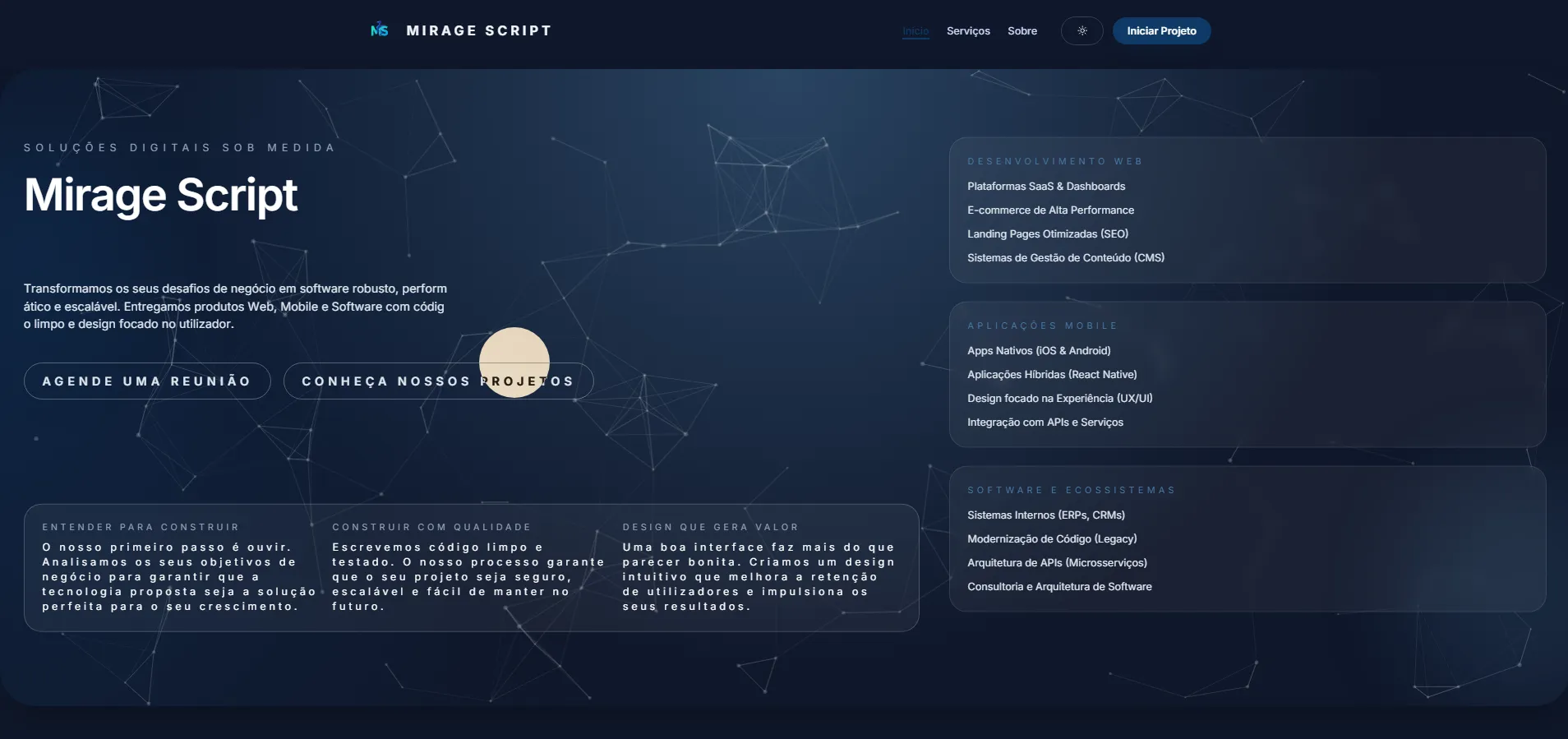 Screenshot do projeto MIRAGE SCRIPT